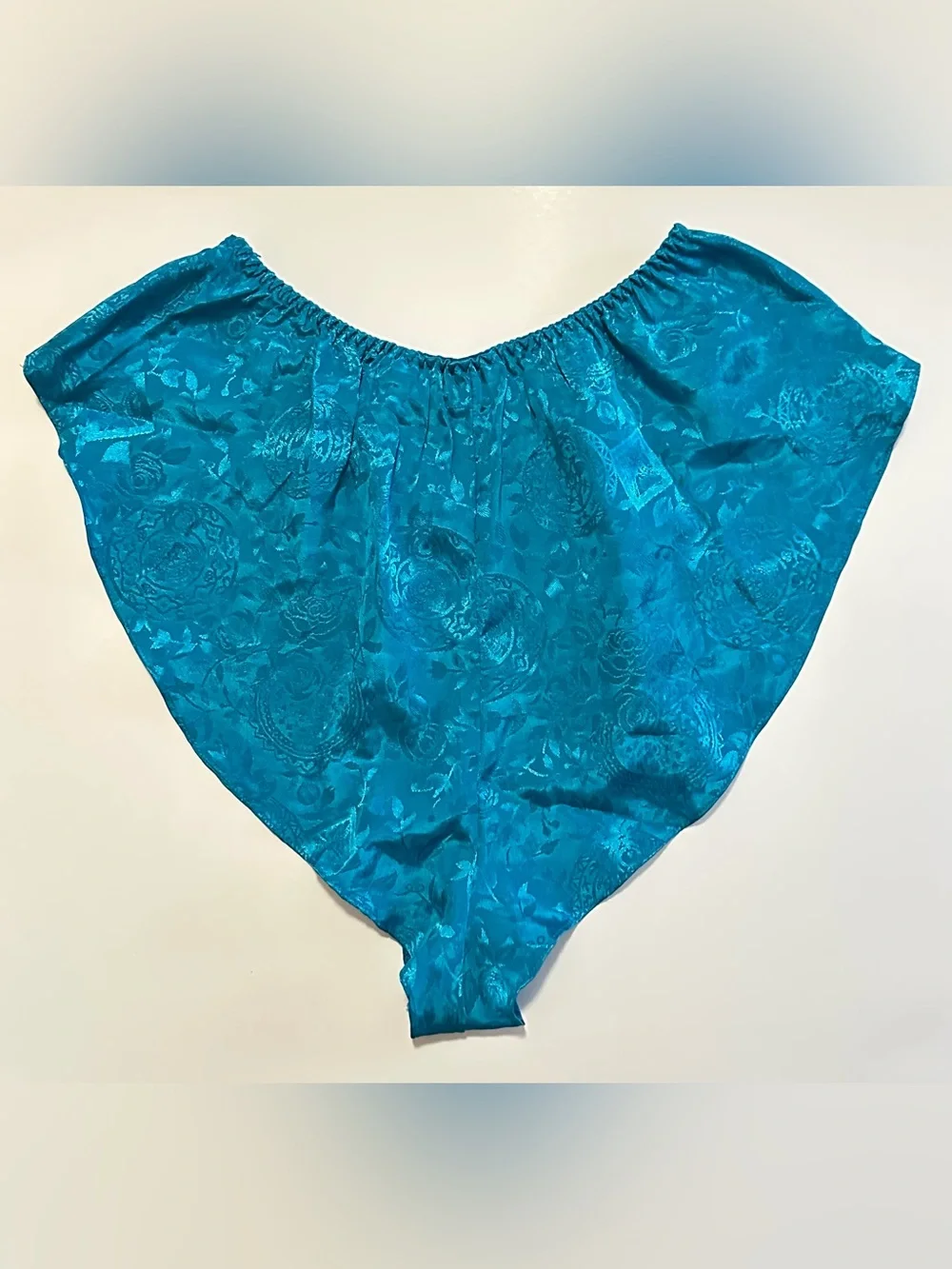 Vtg Victoria's Secret Gold Label Teal Satin Flutter Panties Size P (XS or S)